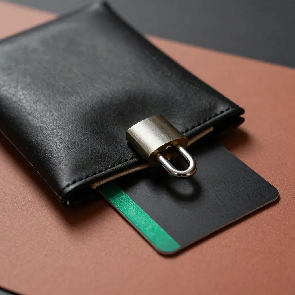 Gros plan d’une pochette inviolable verrouillée par un mini cadenas.